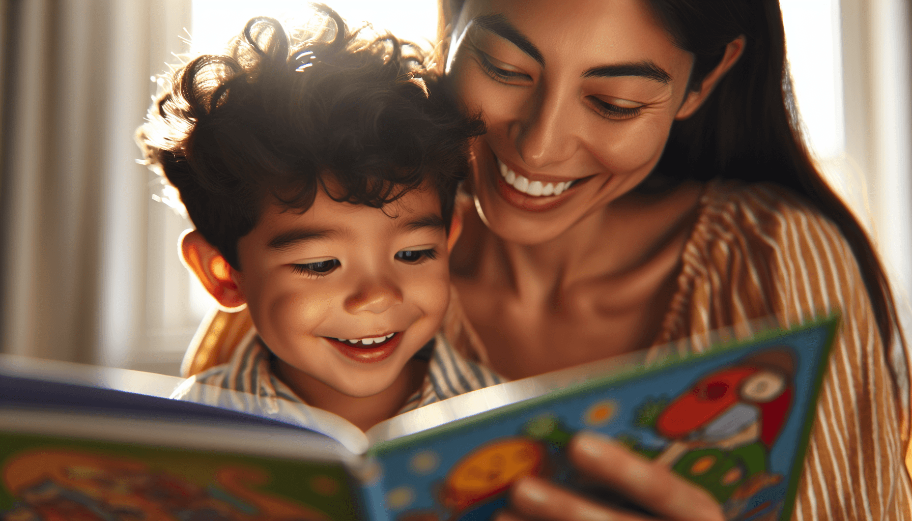 purpose driven parenting - a mother and child reading together in warm golden light, engaged in a meaningful shared moment