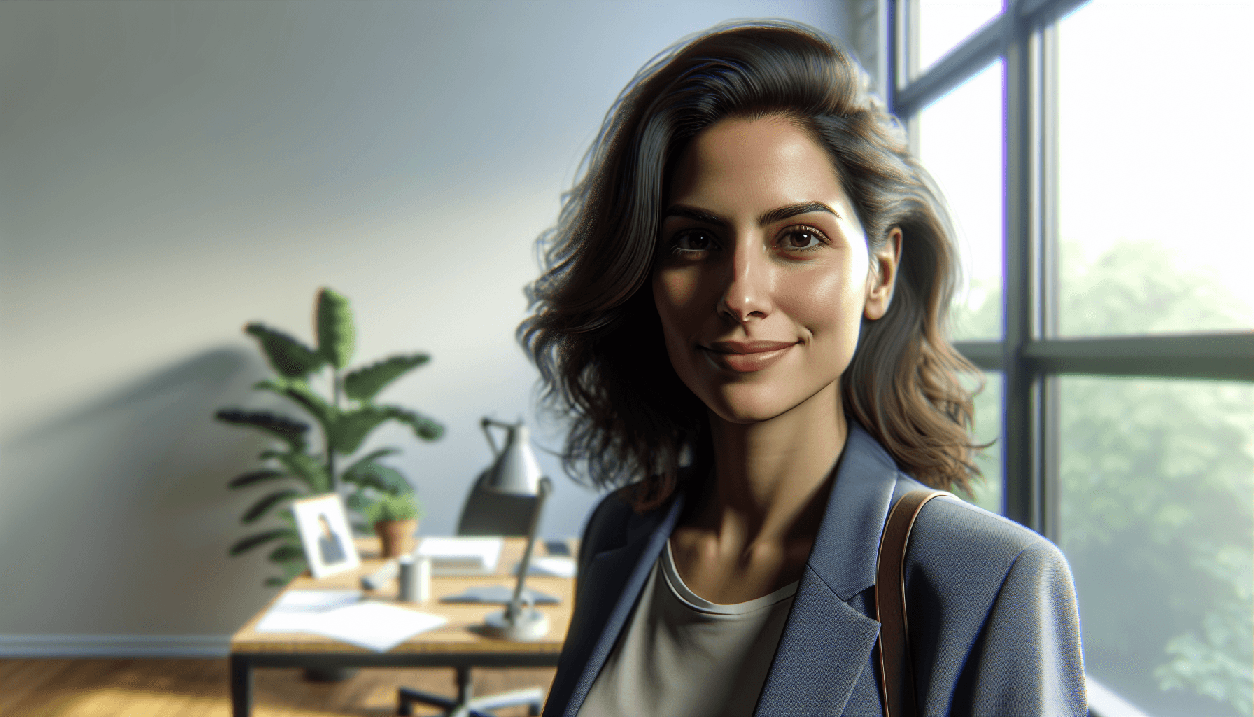 purpose and financial wellbeing - confident woman in bright modern workspace planning her financial future with clarity and calm